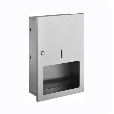 China New style SUS304 stainless steel office building recessed multifold toilet paper holder paper towel dispenser by manual for sale