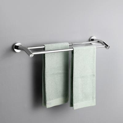 China New Style SUS 304 Stainless Steel Metal Double Length Adjustable Bath Towel Rack Bathroom Accessories Towel Shelf Wall Mounted Towel Rack for sale