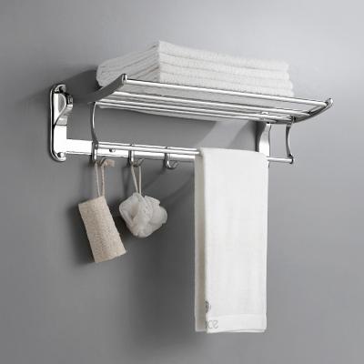 China With Hook Guangdong Shower Room Wall Hanging SUS304 Stainless Steel Bath Towel Rack Bathroom Accessories Towel Rack Holder With Hooks for sale