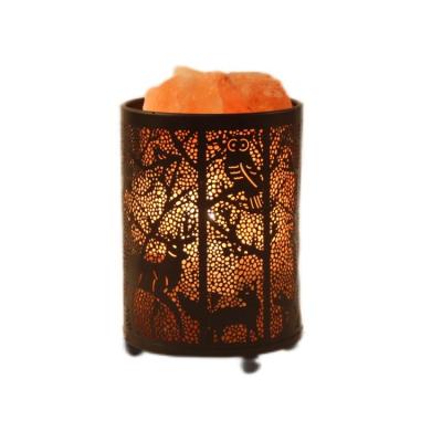 China UK Hot Selling Himalayan Chunks of USA Metal Basket Salt Lamps Festival Gift Pink Salt Chunks in Black Iron Basket Table Lamp for sale