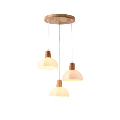 China Dining Room Chandelier Pendant Light Long Row Single Head Japanese Wooden Three-headed Nordic/Japanese Pendant Lamp for Cafe Restaurant for sale