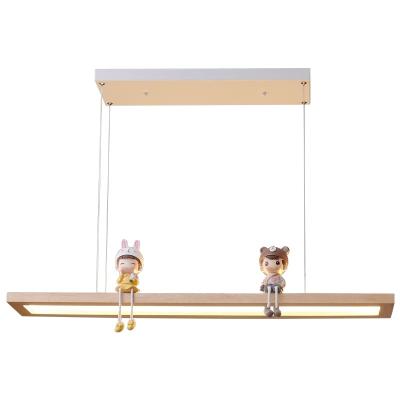 China Wooden Led Pendant Lamp Latest Modern/Nordic/Japanese Design Home Decor For Dining Room Office Rectangle Nordic Solid Wood Linear Chandelier for sale