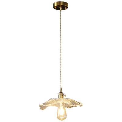 China Retro Modern Glass Chandelier Lighting For Dining Room Bedside Indoor Copper Socket Pendant Light Fixture for sale