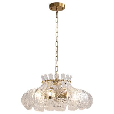 China Retro Modern/Industrial Handmade Ice-Cast Clear Glass Pendant Lights For Dining Room Modern Luxury Leaf Hanging Pendant Lamp for sale