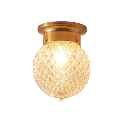 China Surface Mounted Pineapple Shape Postmodern Ceiling Lamp for Bedroom Balcony Corridor Shade American Copper Glass Ceiling Lamp for sale