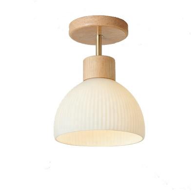 China Hot Selling Nordic Minimalist Wooden Ceiling Outdoor Mounted Hanging Lamp for Balcony Corridor Japanese Glass E27 Ceiling Lamp for Dining Room for sale