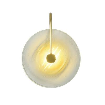 China Simple Modern Minimalist/Modern/American TV Background Led Wall Lamp For Living Room American Luxury Glass Around Disc Wall Lights For Stairs Porch for sale