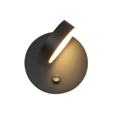 China Simple Modern LED Wall Lamp With Wall Creative Balcony Background Switch Living Room Entrance Hallway Black White Lighting Fixture for sale