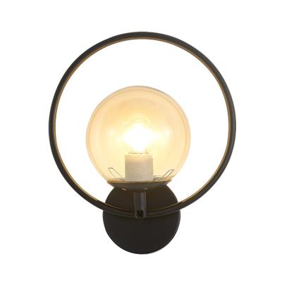 China Modern Shade Ball Ring Metal Glass Wall Lamp For Bedside Modern Stylish Home Interior Decorative Luxury Round Led Wall Sconce Lamp for sale