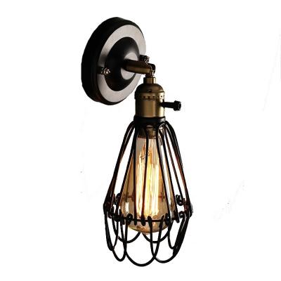 China Industrial Hot Sale Indoor Antique Edison Wall Lamp For Bedroom Staircase Industrial Wind Birdcage Cheap Wall Lamps for sale