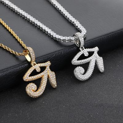 China New Hiphop Evan Men's Jewelry Eye Of Horus Pendant Full Of Zircon Personalized Hiphop Tennis Necklace Chain Accessories for sale