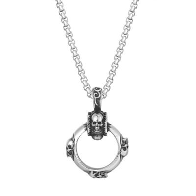 China Hiphop Amazon burst hip hop necklace stainless steel skull ring necklace retro direct sales religious rock manufacturers for sale