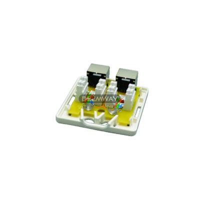 China ABS RJ45 Network Cat6A PCB Jack STP Wall Mounted Box Double Electrical Ports surface rj45 box for sale