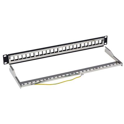 China 1U Metal Silver / Black Electronic FTP 24 Ports Blank Patch Panel for sale