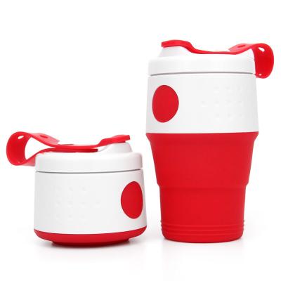 China Sport Viable Collapsible Pocket Travel Coffee Cup Silicone Food Grade Outdoor Camping Cup Mug With Lids for sale