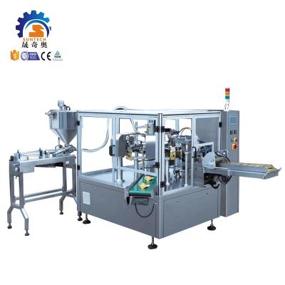 China Universal rotary automatic liquid soap doypack pouch packaging machine liquid soap premade bag packing machine for sale