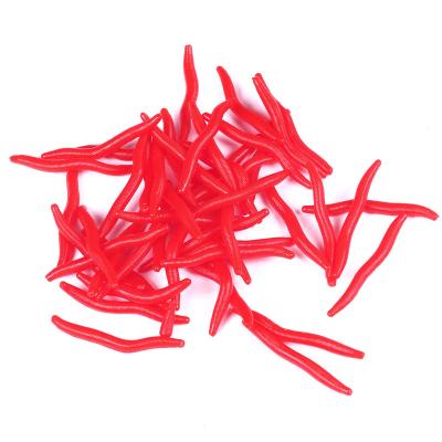 China Fishing Tools 50pcs/bag 40mm Realistic Red Soft 100pcs/bag Fishing Lures Simulation Earthworm Red Worms Artificial Fishing Lures for sale