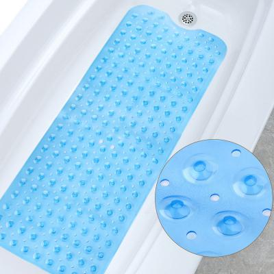 China Factory Supply Washable Extra Long Anti Slip Non Slip PVC Shower Bathtub Mats With Strong Suction Cups for sale