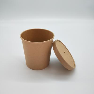 China Disposable Custom Printed Soup Bowls Disposable Hot Soup Cup, Oil Proof And Water Proof Kraft Paper for sale