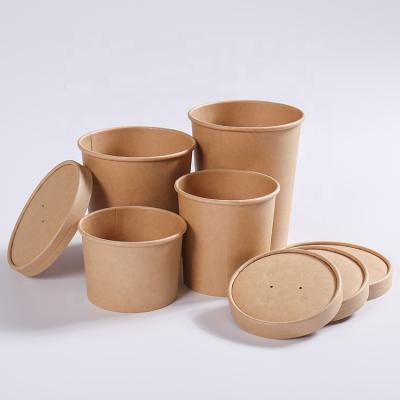 China Eco Friendly Disposable Kraft Paper / Bowl Soup Cup With Printing Logo for sale