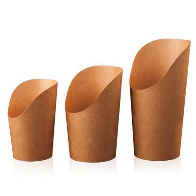 China Single Wall Biodegradable Chip Paper Cups French Fries Cups Grease Resistant Chip Box for sale