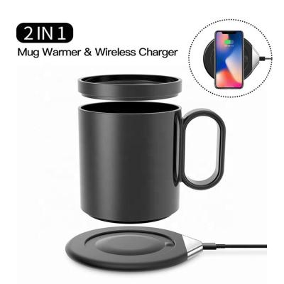 China Viable Temperature Control Ceramic Mug Warmer with Wireless Charger for Office Home Office Coffee Tea Milk Juice for sale