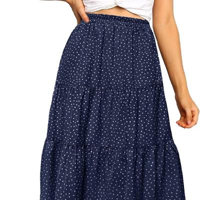 China Anti-Static Women's Boho Leopard-Print Pleated MIDI A-line Skirt for sale