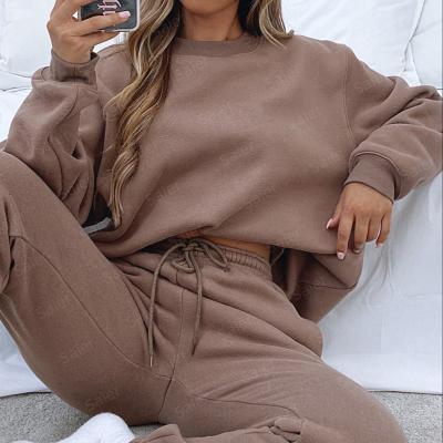 China QUICK DRY Winter Autumn Thick 2 Piece Pant And Sweat Hoodie Sets Jogging Suits For Women Crop Women Tracksuit Suits Two Piece for sale