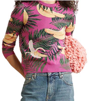 China 2022 New Women's Pullover Jacquard Knitwear Color Pattern Sleeve Knitwear OEM/ODM Anti-Wrinkle Long Sweater OEM/ODM for sale