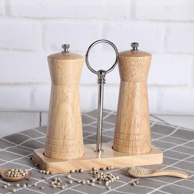 China Viable Wooden Grinder Set Elegant Shape Salt and Pepper Seasoning Mills For Coarse for Refining Salts for sale