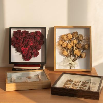 China Three dimensional hollow diy handmade table dried flower photo frame viable specimen frame butterfly insect clay display for sale