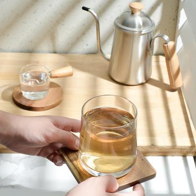 China Coffee Heat Insulation Acacia Round Square Wood Sustainable Coaster Household Simple Wooden Non-slip Pad Can Be Customized With Logo for sale