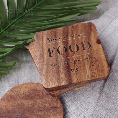 China Acacia Wood Square Style Wooden Tableware Insulation Mat Insulation Mat Nordic Creative Wooden Viable Bowl Non-slip Mat for sale