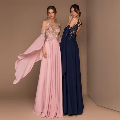 China Evening dress beading wedding dress off-shoulder lace guipure lace chiffon even dress anti-static spectacular sequin A line beading for sale