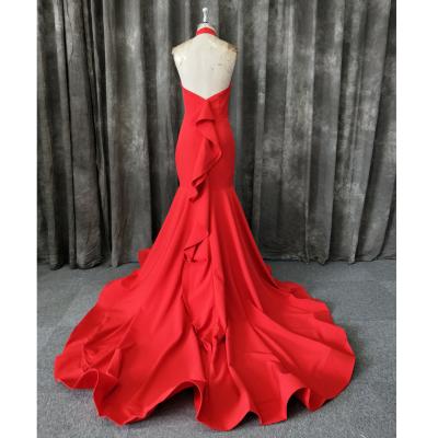 China Anti-Static Red Halter Women Evening Dresses Long For Party Club Evening Dress for sale