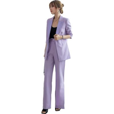 China Light Purple Anti-Wrinkle New Arrival Women Suit 2 Piece Single Breasted Women Casual Suits for sale