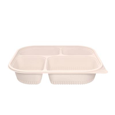 China Eco-friendly Disposable 100% Biodegradable Leak Proof Cornstarch 4 Compartment Containers Microwavable Lunch Box for sale