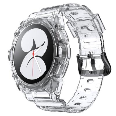 China Silicone Sports Transparency Strap + Case For Samsung Galaxy Watch 4 40mm 44mm Silicone Clear For Samsung Galaxy Watch 5 Band 40mm 44mm for sale