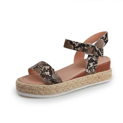 China CUSHIONING Buckle Open-toe Snake Print Solid Color Hot Sale Single-Term Ladies Shoes New Summer Women Sandals for sale