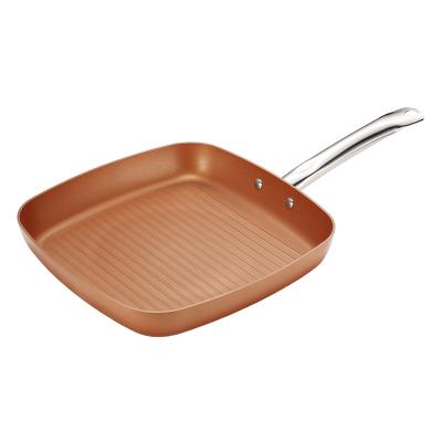 China Sustainable Hot Selling Amazon 11 Inch Copper Frying Pan - Ceramic Coated Aluminum Non Stick Frying Pans With Stainless Steel Handle for sale