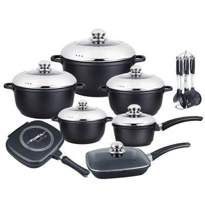 China 23 PCS Dessini De Color Black Cookware Viable Stick Unset With Kitchenware Utensils for sale