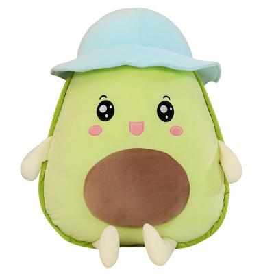 China Cute Fruit Toy Soft Filling Avocado Pillow Nap Pillows Sofa Back Cushion Promotional Gifts Hat Avocado Plush Pillow for sale