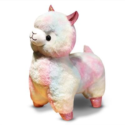 China Good Price Light Different Colors Plush Stuffed Alpaca Animal Plush Standing Animal Toys for sale