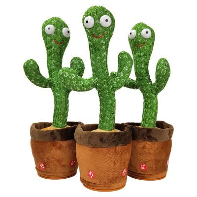 China Home Decoration Gifts Selling Electric Cactus Plush Toys 120 Songs Music Toys Flowerpot Flexible Funny Stuffed Talking Dancing Toys for sale