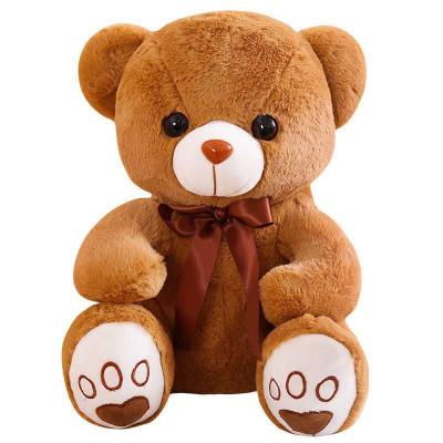 China Hot Selling Cute Animal Doll Factory Stuffed Little Giant Animal Teddy Bear Soft Plush Toy With Brown Silk Ribbon Bow for sale