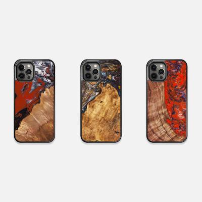 China Wholesale Hot Selling Elaborate Resin Anti-fall Design Wooden Phone Case for iphone 12 pro max for sale