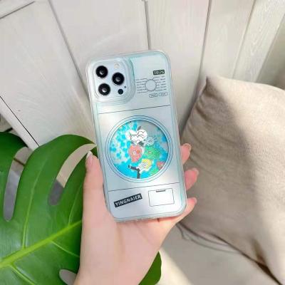 China Anti-falling summer doll washing machine design TPU+PC quicksand phone case for iphone 12 pro Max Quicksand Phone Case for sale