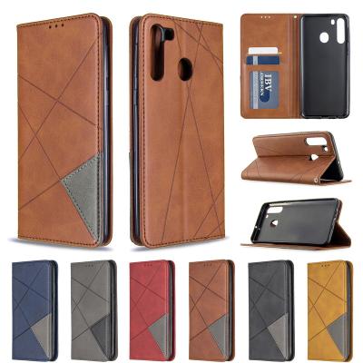 China Anti-fall Pure Color Reto PU Leather Magnetic Closure Rhombus Phone Case For XIAOMI POCO X3 for sale