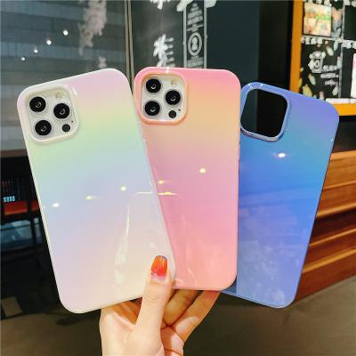 China Dreamy Rainbow Colorful PC Gradient Anti-fall Anti-fall Laser Shockproof Phone Case For iPhone 12 Pro Max for sale