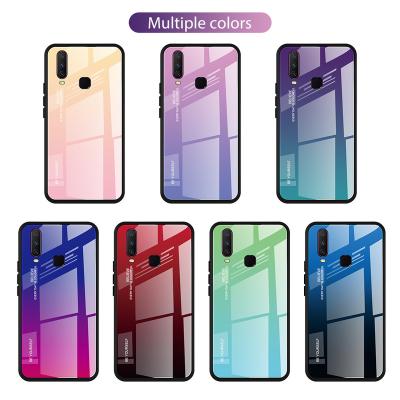 China Anti-drop New Products Colorful Gradient Tempered Glass+TPU Anti-drop Dustproof Phone Case For Vivo Y17 Y85 V15 for sale